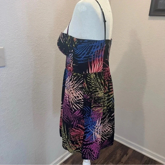 Moda International Dress- Multi-color. Size 10 Palm Corset Dress - Picture 3 of 6